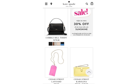 Kate Spade sale item 30% off