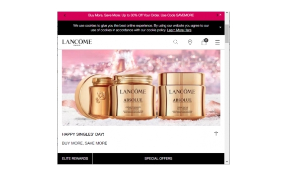 Lancôme $75享8折，$125享7.5折,$175享7折