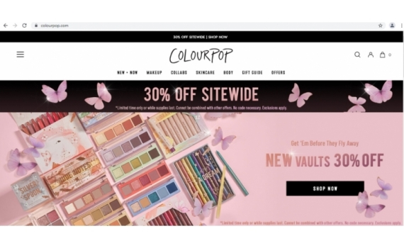colourpop美國官網黑五全網7折，聯名款半價