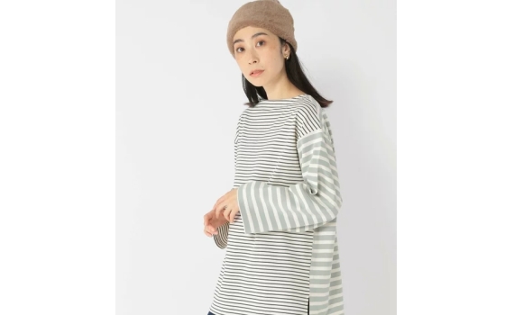 STUDIO CLIP不對稱間條TEE